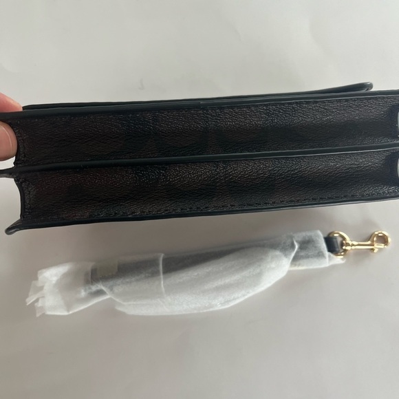 Coach Foldover Wristlet In Signature Canvas - Black/Brown - Picture 4 of 14